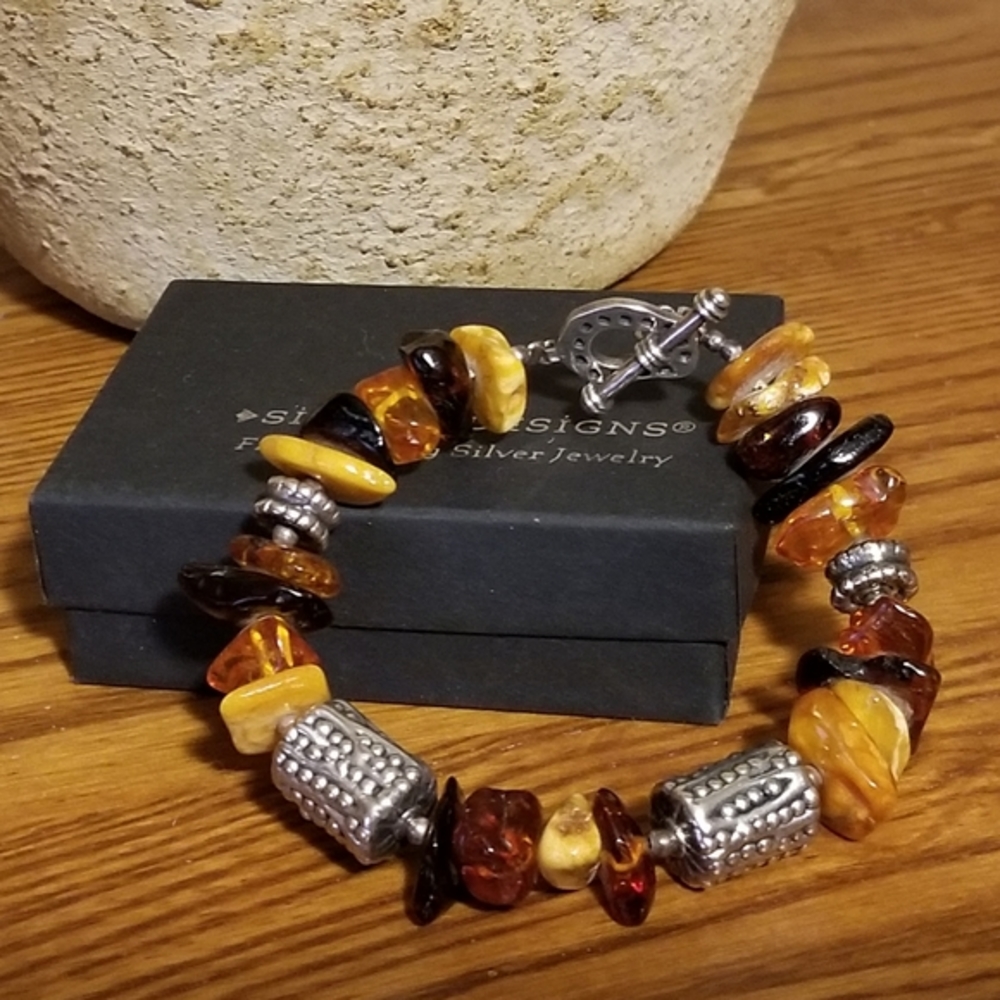 Silpada Sterling Silver & Amber Bracelet